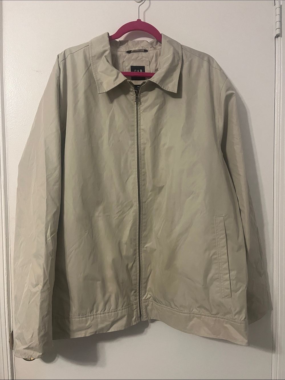 GAP XXL Men's Light Beige Zip-Up Windbreaker